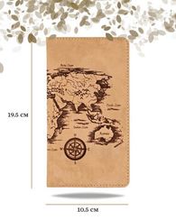 Кошелек Карта мира светло-коричневый нубук