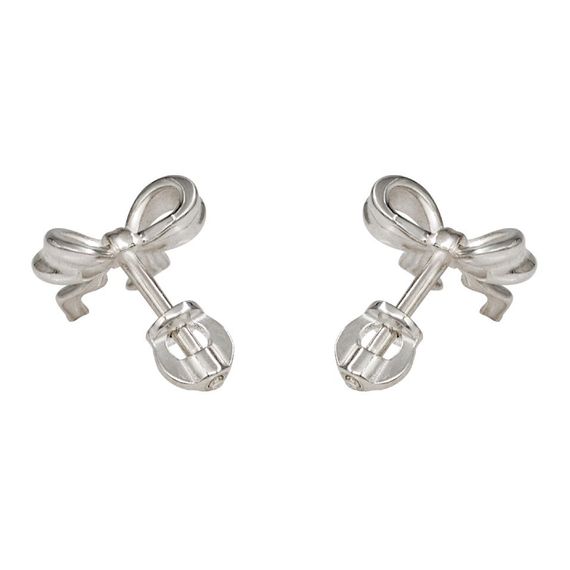 Серьги-пусеты Бантик асимметричный из серебра 925 пробы, вид 3