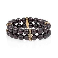 Всевидящее Око - двойной браслет с шармами из бронзы с гранатом 8 мм