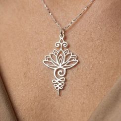 Подвеска Лотос длинный - кулон из серебра 925