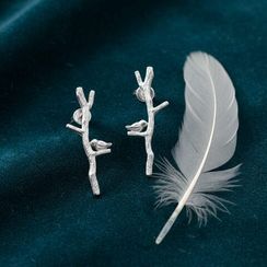 Серьги Ветка из серебра 925 пробы