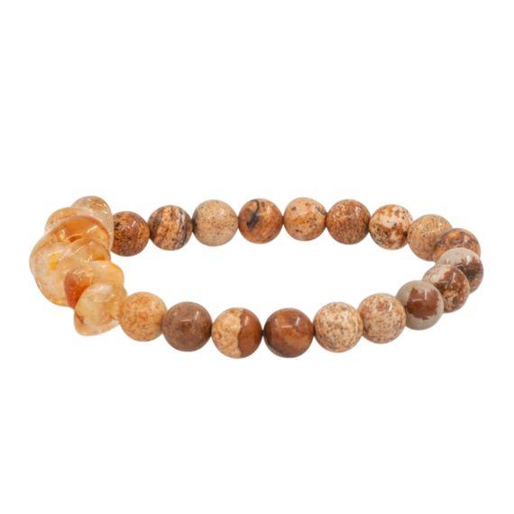 Браслет из натурального камня цитрин и яшмы пейзажной, фото 2