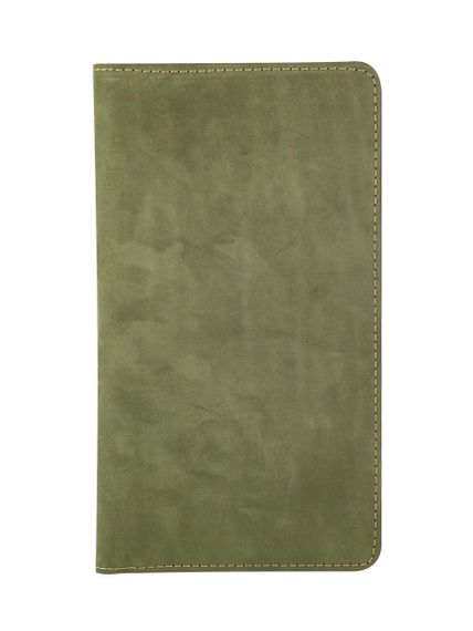 Фото функционального кошелька Классический из зеленого нубука, вид фасад.