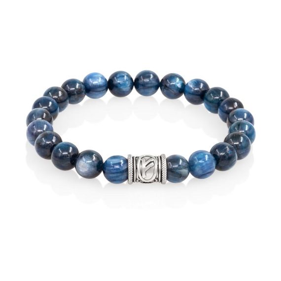 Браслет Денежный импульс из натурального кианита синего с руной Феху из мельхиора, вид 2
