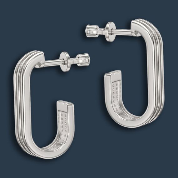 Серьги-пусеты Полоски из серебра 925 пробы, фото 2