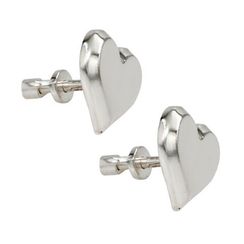 Серьги-пусеты Сердце большое из серебра 925 пробы