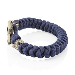 Браслет из синего паракорда с молотом Тора Мьёльнир и медведем из мельхиора