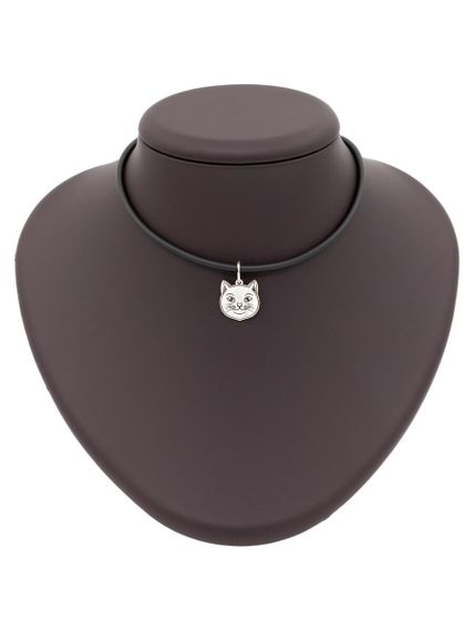 Кот подвеска из серебра 925 пробы, на постаменте