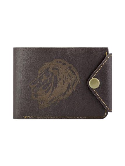 Фото компактного портмоне Лев из коричневой кожи, в сложенном виде.