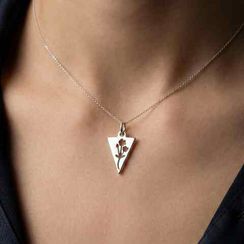 Треугольник с цветком - подвеска на серьги из серебра 925 пробы