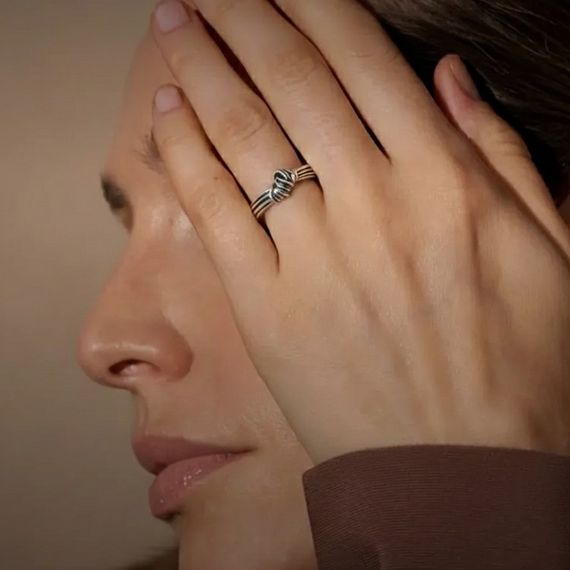 Кольцо Узел из серебра 925 пробы, живое фото 1