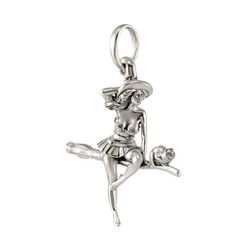 Подвеска Ведьма на метле из серебра