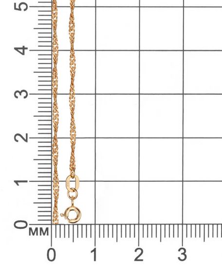 Фото браслет-цепочка Сингапур из серебра с позолотой на размерной сетке 9273