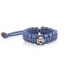 Браслет с шармом Тигр из мельхиора - синий паракорд