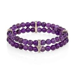 Браслет Всевидящее Око из Мельхиора Двойной с аметистом 6 мм