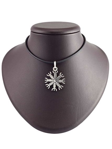 Подвеска из серебра агисхьяльм Фафнира фото на постаменте.