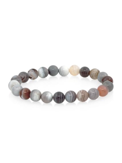 Браслет из камней агата Ботсвана розового фотография, вид сбоку