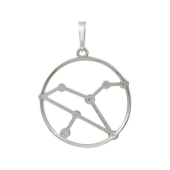 Подвеска на шею Созвездие Лев Знак зодиака серебро с фианитами, фото 2