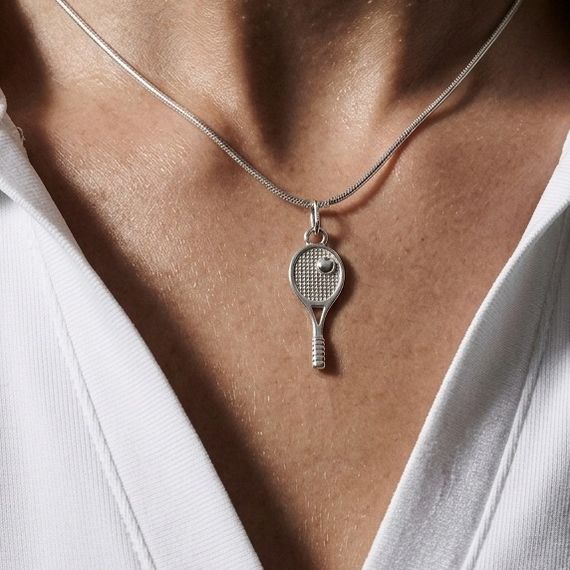 Подвеска на шею Теннисная ракетка ювелирная серебро 925, живое фото 1