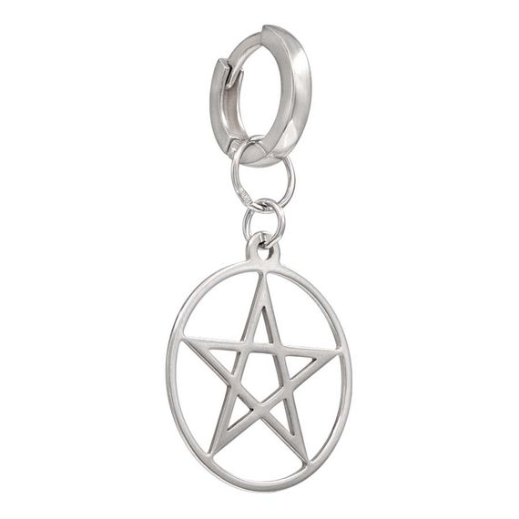 Серьги Конго 12 мм с подвеской Пентаграмма из серебра 925, вид 3