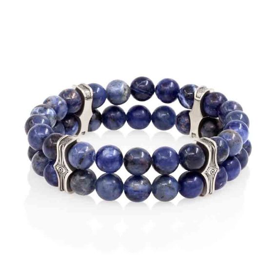 Браслет Всевидящее Око из Мельхиора Двойной с содалитом 8 мм, вид 2