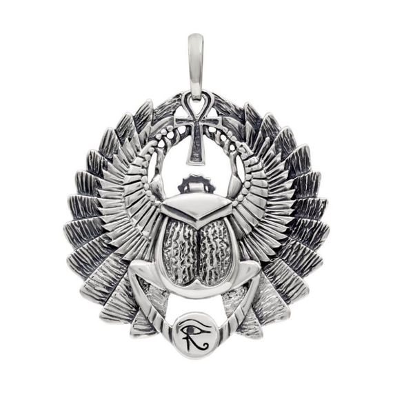 Подвеска «Скарабей большой» из серебра, вид спереди