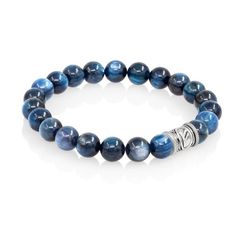 Браслет Денежный импульс из натурального кианита синего с руной Феху из серебра 925