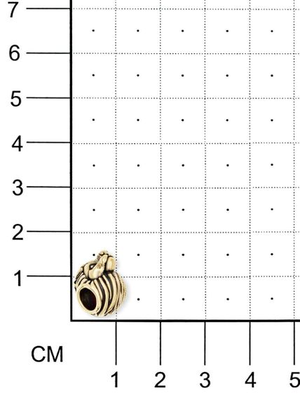 Фотография бронзового шарма головы льва вид на размерной сетке.