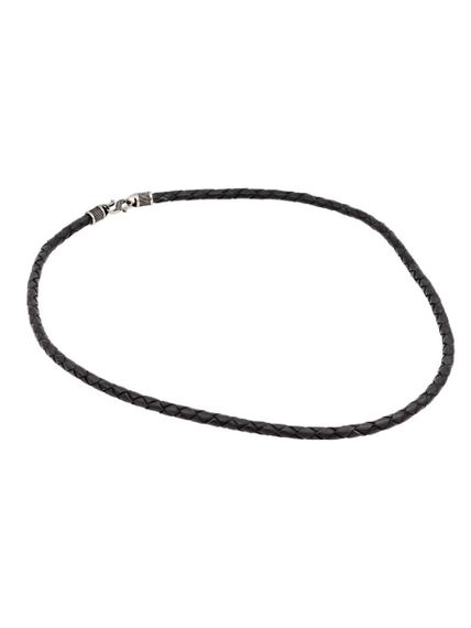 Гайтан кожаный чёрный 5 мм из мельхиора, вид спереди