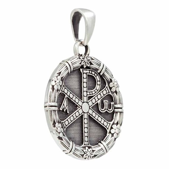 Подвеска Хризма RH односторонняя - кулон из серебра 925 пробы, вид 2