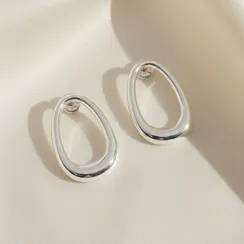 Серьги Овал из серебра 925 пробы