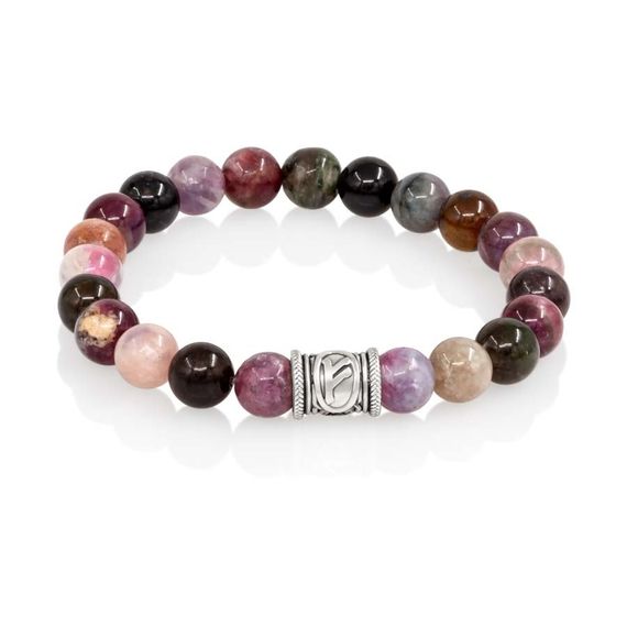 Браслет Денежный импульс из натурального турмалина с руной Феху из мельхиора, вид 2