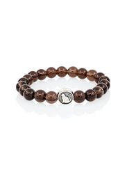 Браслет из натурального раухтопаза с шармом Кошка - Защита и благополучие