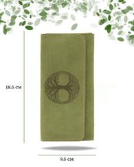 Кошелек Древо жизни светло-зеленый нубук
