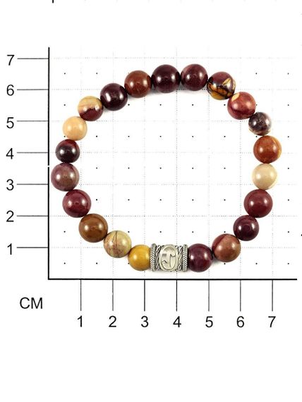 Вид на размерной сетке браслета из бусин родонита