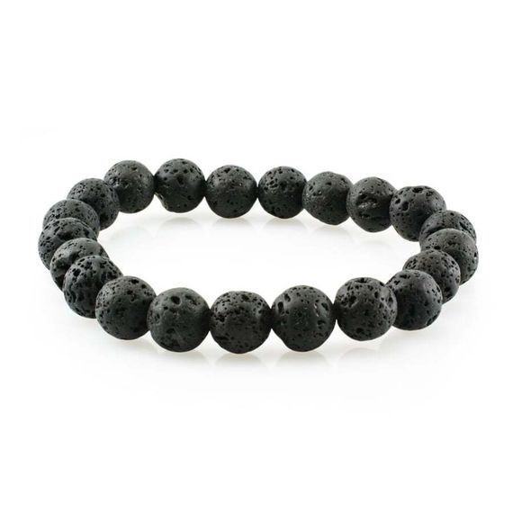 Фотография браслета из камня лавы диаметром 10 мм.