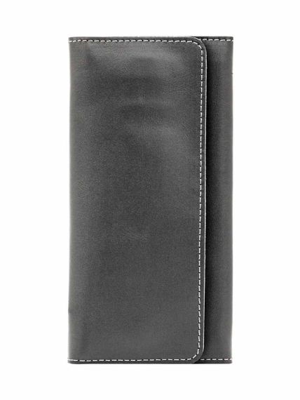 Фото функционального кошелька Классический из серой кожи, вид фасад.