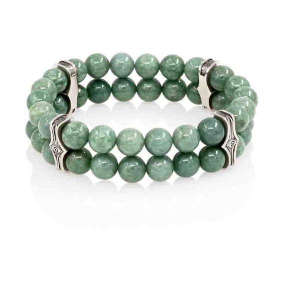 Браслет Всевидящее Око из Мельхиора Двойной с жадеитом 8 мм, вид 2