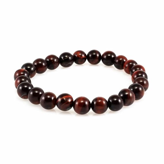 Фотография браслета из бусин бычьего глаза вид в профиль.