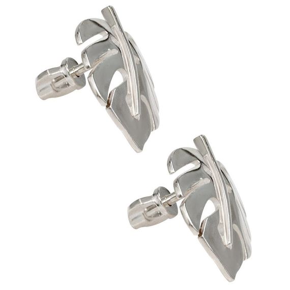 Серьги-пусеты Лист Монстеры из серебра 925 пробы, вид 2