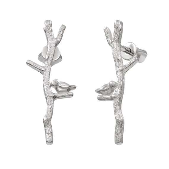 Серьги Ветка из серебра 925 пробы, фото 4