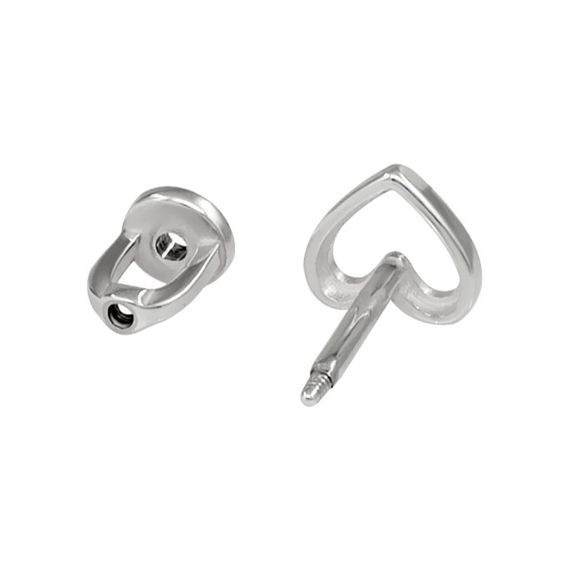 Серьга-пусет Сердце из серебра, вид 4