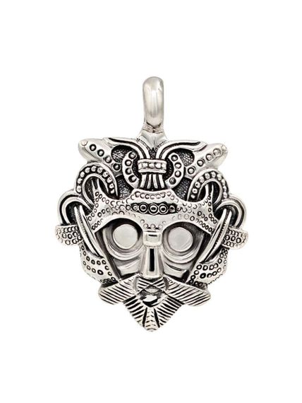 Купите серебряную подвеску амулет маска Одина, вид анфас.