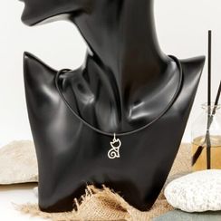 Котик на шею с воротничком - подвеска из серебра 925 пробы