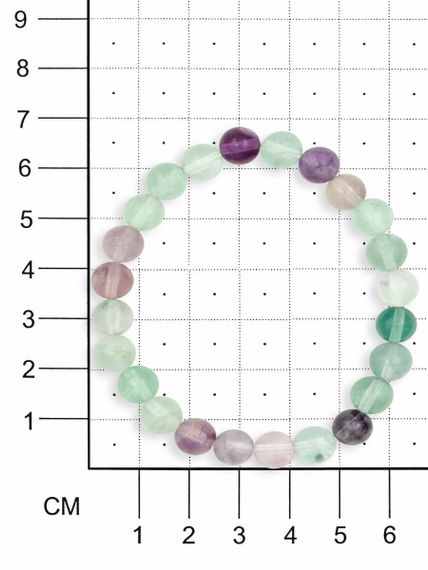 Браслет из камней флюорита фотография, на размерной сетке