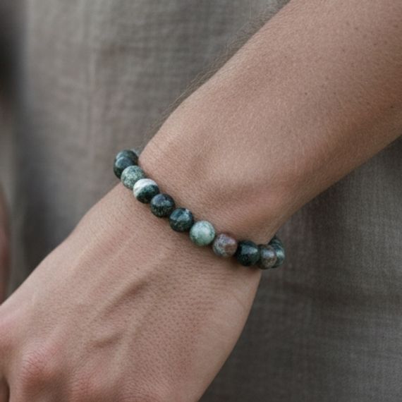 Браслет из зеленой яшмы, живое фото 1