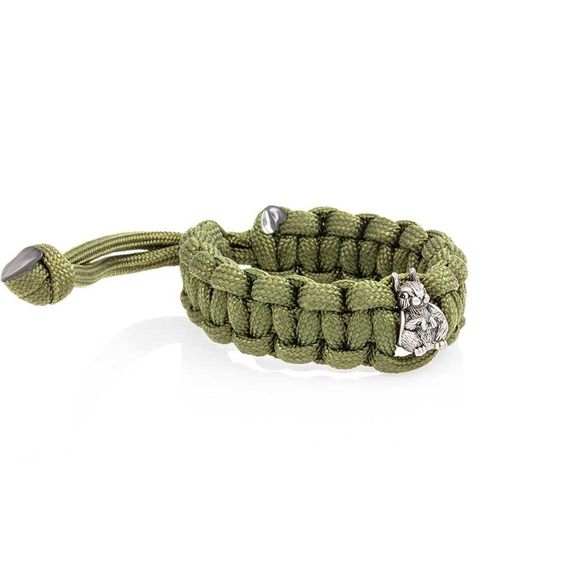 Браслет с шармом Белка из мельхиора - зеленый паракорд, вид 2