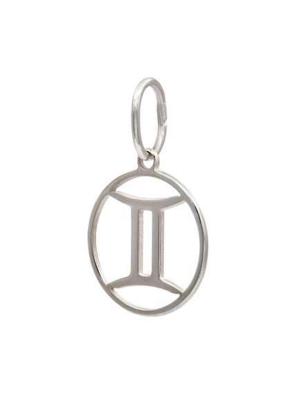 Подвеска Знак зодиака Близнецы из серебра, вид сбоку