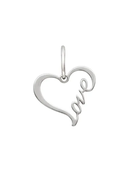 Контур сердца Love подвеска из серебра 925 пробы, вид спереди