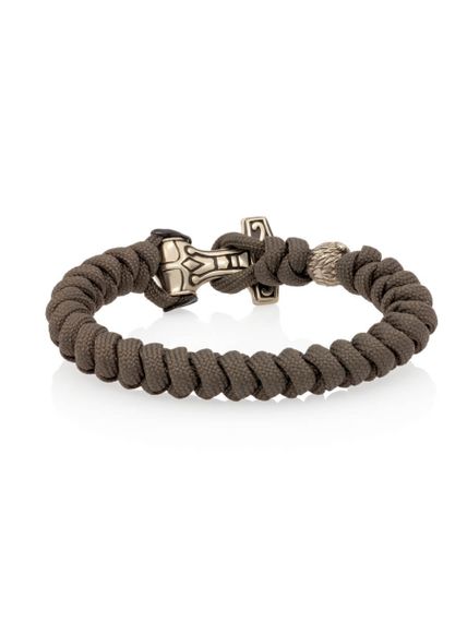 Браслет из оливкового паракорда с шармом Молот тора Bayer и медведем из мельхиора, вид сзади